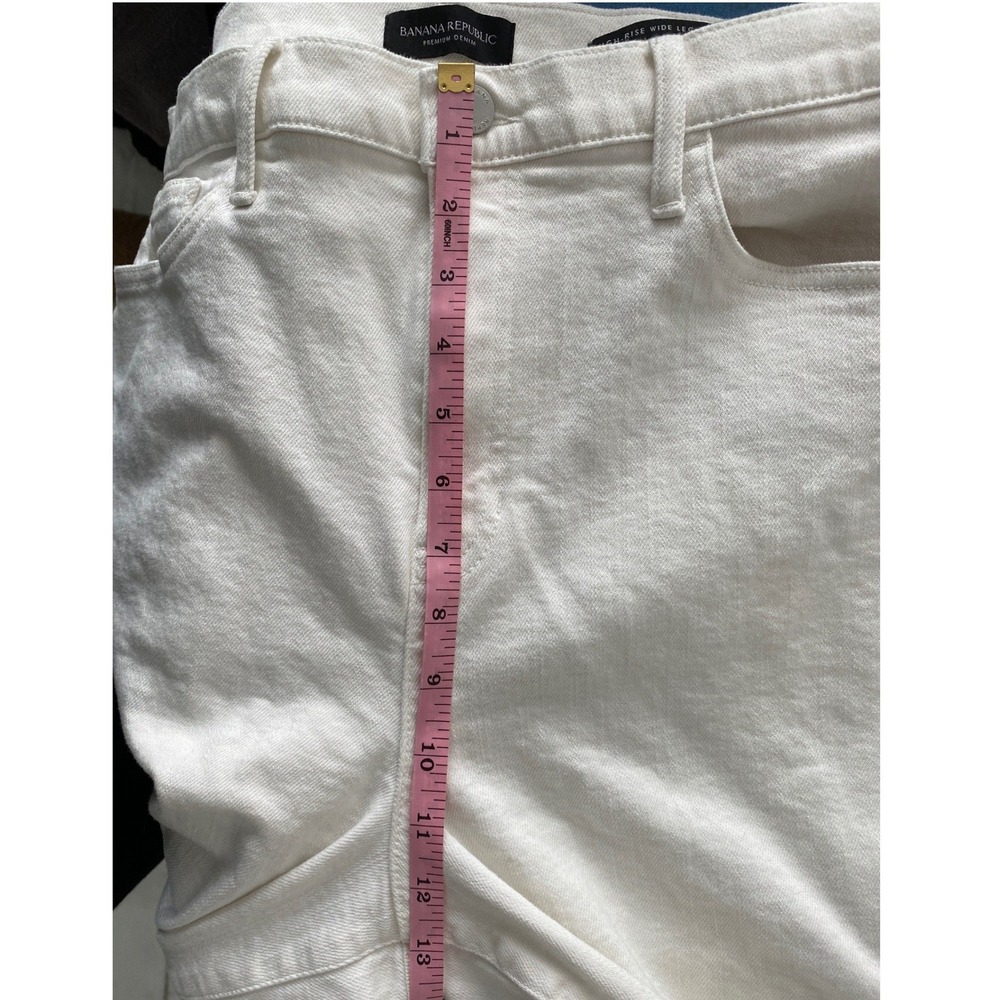 Banana Republic High Rise Wide Leg Crop Jeans White Frayed Hem 32 S/425076-00 - Picture 7 of 13